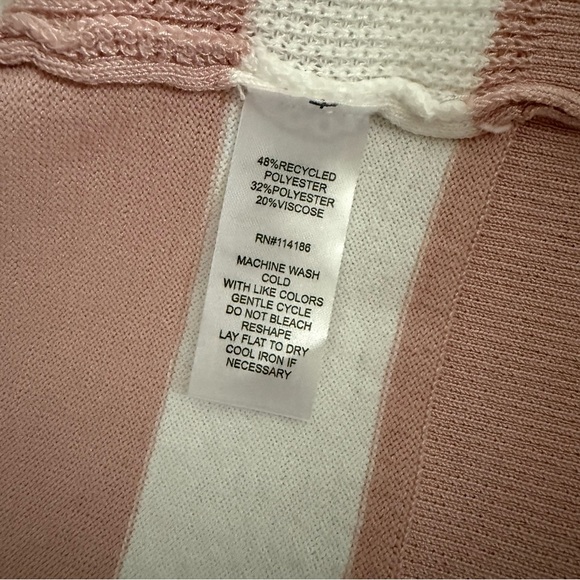 Verve Ami Mauve Pink and White Striped Long Sleeve Cottagecore Cardigan Sweater - Picture 4 of 5